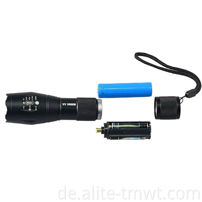 Top -Selling UV 365nm 395nm 5W Power LED Aluminium Zoom UV Taschenlampe Black Light Torch